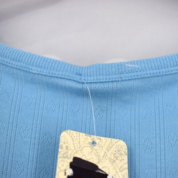 Free People Weekend Vibe Pajama Top Long Sleeve Button Neck Chambray Size Small - Picture 8 of 9